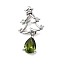 Brass Micro Pave Cubic Zirconia Pendants, Christmas Tree Charms, Rack Plating, Long-Lasting Plated, Cadmium Free & Lead Free, Platinum, 20.5x11x4mm, Hole: 4x2.5mm