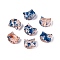 Picasso Transparent Glass Beads, Cat, Marine Blue, 8~8.5x9.5~10x5.5~6mm, Hole: 1mm, About 750pcs/pound