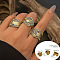 Adjustable Ethnic Style Alloy Cuff Rings, Punk Style Ring Set, Antique Golden, Inner Diameter: 18mm