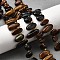 Natural Tiger Eye Beads Strands, Nuggets, Top Drilled, Tumbled Stone, with Seed Beads , 9.5~20x4~9x4.5~6mm, Hole: 1mm, about 49~60pcs/strand, 14.96''~16.14''(38~41cm)