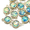 Resin Links connectors, with Golden Tone Brass Findings, Flat Round, Dodger Blue, 17x11.5x5.5~6mm, Hole: 1.4~1.5mm