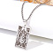 Retro Hip-hop 304 Stainless Steel Tarot Pendant Necklaces for Men, Stainless Steel Color, 24.02 inch(61cm)