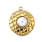 Plastic Pearl Pendants, with 304 Stainless Steel, Round, 23x20x6.5mm, Hole: 2mm