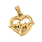 Ion Plating(IP) 304 Stainless Steel Pendants, Heart with Heartbeat Charm, Golden, 17x18x2.5mm, Hole: 6x3mm