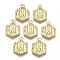 Alloy Pendants, Cadmium Free & Nickel Free & Lead Free, Hexagon with Letter, Real 18K Gold Plated, Letter.M, 17.5x13x2mm, Hole: 2mm
