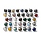304 Stainless Steel Cuff Buttons, with Gemstone, for Apparel Accessories, Half Round, 30~31x17.5mm