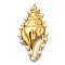 304 Stainless Steel Big Pendants, Conch, with Plastic Pearls, Golden, 56x28.5x7.5mm, Hole: 1.4mm