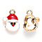 Alloy Enamel Pendants, for Christmas, Santa Claus, Light Gold, Red, 19x14x4mm, Hole: 2mm