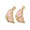 304 Stainless Steel with Enamel Charms, Butterfly Charm, Real 14K Gold Plated, Pink, 14.5x9x2mm, Hole: 1.6mm