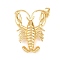 Brass Pendants, Golden, Shrimp, 35x27x4.5mm, Hole: 5x2mm