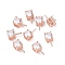 925 Sterling Silver Peg Bails, with Cubic Zirconia, Square, Rose Gold, Clear, 9x4x4.5mm, Hole: 2.5x1.5mm, Pin: 0.6mm