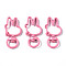 Spray Painted Eco-Friendly Alloy Swivel Snap Hooks Clasps, Cadmium Free & Nickel Free & Lead Free, Rabbit, Hot Pink, 36x18x6.5mm, Hole: 5x9mm