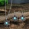 Synthetic Turquoise Pendant Necklaces & Dangle Earrings Sets, Alloy Jewelry Sets, Antique Silver, Flower, 48x25mm
