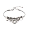 Alloy Beaded Bracelets, Platinum, Flat Round