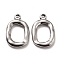 Non-Tarnish 304 Stainless Steel Pendants, Oval, Stainless Steel Color, 18.5x12x2.5mm, Hole: 1.6mm