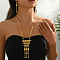Elegant Geometric Brass Tassels Earrings & Necklaces Set for Women's Party and Banquet, Real 18K Gold Plated