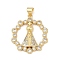 Brass Clear Cubic Zirconia Nossa Senhora Aparecida Pendants, Virgin Charms, Rack Plating, Cadmium Free & Lead Free, Long-Lasting Plated, Real 18K Gold Plated, 28x24x4mm, Hole: 4x3.5mm