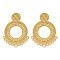 304 Stainless Steel Stud Earrings For Women, Real 18K Gold Plated, with Plastic Pearl, Flat Round, 59x44mm