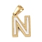 Natural White Shell Alphabet Pendants, Ion Plating(IP) Real 18K Gold Plated 304 Stainless Steel Charms, Letter N, 17x11.5x1.5mm, Hole: 5x3mm
