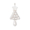 Shell Pearl Beaded Christmas Tree Big Pendants, Star Tree Charms with Silver Color Plated Copper Wire Wrapped, White, 51.5x23x8.5mm, Hole: 2.5mm