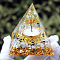 Orgonite Pyramid Resin Energy Generators, Natural Peridot & Moonstone Display Decorations, for Home Office Desk Decoration, 60mm