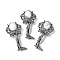 Angel Brass Natural Howlite Pendants, with Jump Ring, Antique Silver, 38x19.5x7.5~9.5mm, Hole: 2x6.5mm