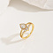 Brass Micro Pave Cubic Zirconia Double Layer Finger Rings, Teardrop, Golden, Teardrop: 14mm, US Size 7(17.3mm)