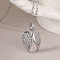 Brass Micro Pave Clear Cubic Zirconia Angel Wings Pendant Necklaces, Platinum, 18.39 inch(46.7cm)