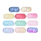 Spray Painted Transparent Glass Connector Charms, Curved Rectangle Links, Mixed Color, 25x12x6.5mm, Hole: 1.4mm