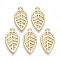 Rack Plating Alloy Pendants, Cadmium Free & Lead Free, Hollow, Leaf, Light Gold, 22.5x12x1.5mm, Hole: 1.5mm