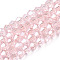 Transparent Electroplate Glass Beads Strands, Pearl Luster Plated, Faceted, Bicone, Misty Rose, 2.9~3.3x2.5mm, Hole: 0.7mm, about 135~140pcs/strand, 38~40cm