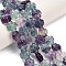 Natural Fluorite Carved Beads Strands, Clover, 10x10x5.5mm, Hole: 1mm, about 42pcs/strand, 15.71''(39.9cm)