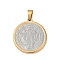 PVD Vacuum Plating 304 Stainless Steel Pendants, Flat Round with Saint Benedict Medal, Golden & Stainless Steel Color, 27.5x25x3mm, Hole: 8x4.5mm