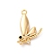 Brass Rhinestone Pendants, Cadmium Free & Nickel Free & Lead Free, Dragonfly Charm, Real 18K Gold Plated, 19.5x13x3mm, Hole: 1.5mm