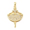 Brass Micro Pave Cubic Zirconia Pendants, Cadmium Free & Lead Free, Dancer, Real 18K Gold Plated, 31.5x21.5x4mm, Hole: 3x5.5mm