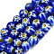 Round Millefiori Glass Beads Strands, Royal Blue, 6mm, Hole: 1mm, about 67pcs/strand, 14.7 inch