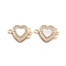 Brass Micro Pave Clear Cubic Zirconia Box Clasps, with Glass, Heart, Real 18K Gold Plated, 12x17x4.5mm, Hole: 1mm and 1.4mm