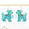 Alloy Acrylic Dangle Earrings, Platinum, Dog, 72x56mm