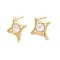 Star Brass Glass Stud Earring Findings, Nickel Free, Real 18K Gold Plated, Clear, 19x17mm, Hole: 1.2mm, Pin: 0.9mm