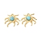304 Stainless Steel Pave Dyed Synthetic Turquoise Sea Animal Pendants, Ion Plating(IP), Light Sky Blue, Real 18K Gold Plated, Octopus, 25.5x30x6mm, Hole: 3mm