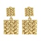 Ion Plating(IP) 304 Stainless Steel Stud Earrings for Women, Rectangle with knit Charm, Real 14K Gold Plated, 35x20mm