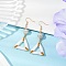 Handmade Glass Seed Beads Triangle Dangle Earrings, with Polymer Clay Rhinestone Beads, Triangle, Golden, White, 62x26.5mm