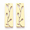 201 Stainless Steel Pendants, Rectangle with Leaf, Golden, 28x9x1mm, Hole: 1.4mm