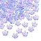 60G Baking Painted Transparent Glass Bead Caps, 5-Petal Flower, with Glitter Powder, Royal Blue, 12~12.5x4.5~5mm, Hole: 1.2~1.4mm