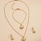 Heart Alloy Pendant Necklaces & Hoop Earrings & Charm Bracelets Sets, Golden, 620mm