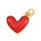 Brass Enamel Pendants, Food Charms, Golden, Heart, 12x13x3mm, Jump Ring: 5x1mm, Inner Diameter: 3mm