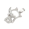 Brass Pendant Cabochon Settings, Animal Series, Platinum, Cat Shape, 31.5x22.5x8.5mm, Hole: 8mm, tray: 14.5x16.5mm