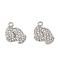 Alloy Rhinestone Pendants, Footprint, Platinum, 17x16.5x2.5mm, Hole: 1.5mm