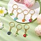 7Pcs 7 Colors Glass Seed Beads Flower Transparent Acrylic Leaf Charms Keychains, with Iron Split Key Rings, Golden, Mixed Color, 6.2cm, 1pc/color