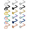 316L Surgical Stainless Steel Pave Cubic Zirconia Heart Square Flat Round L-Shaped Nose Rings, Mixed Shapes, Mixed Color, 65x8mm